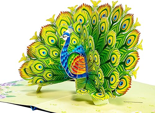 Miniatura 2 de WOWPAPERART Peacock - Tarjeta de felicitación desplegable 3D para todas las ocasiones, amor, cumpleaños, Navidad, nota de mensaje personalizada,