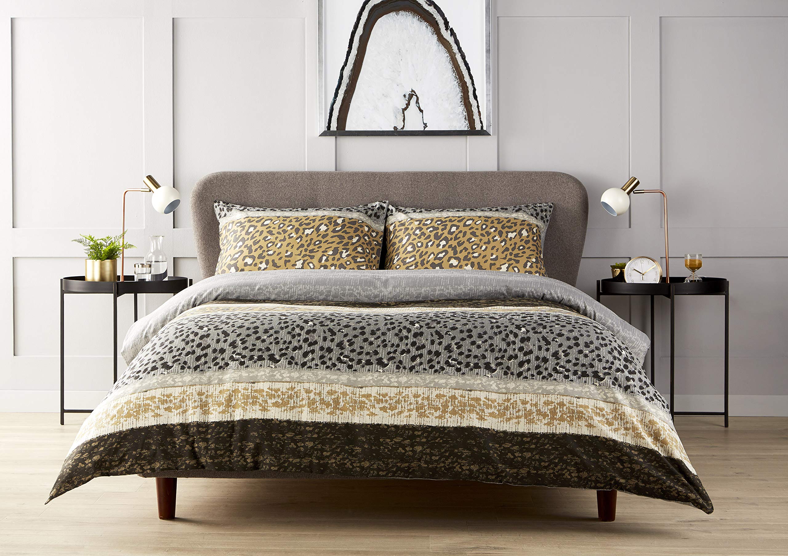 Looms & Leaves Zara / Multi Leopard Luxuries Peony Printed Reversible Duvet Quilt Cover+Pillow Case Bedding Set (Zara/Multi Leopard, Single)