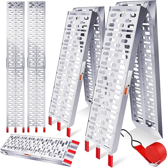 Masko® 2 x rampa najazdowa 680 kg, składana aluminiowa rampa załadunkowa, szyna załadunkowa, antypoślizgowa, składana, maks. 340 kg na sztukę, maks. 680 kg na parę, motocykl, ATV, quad, samochody, rampa