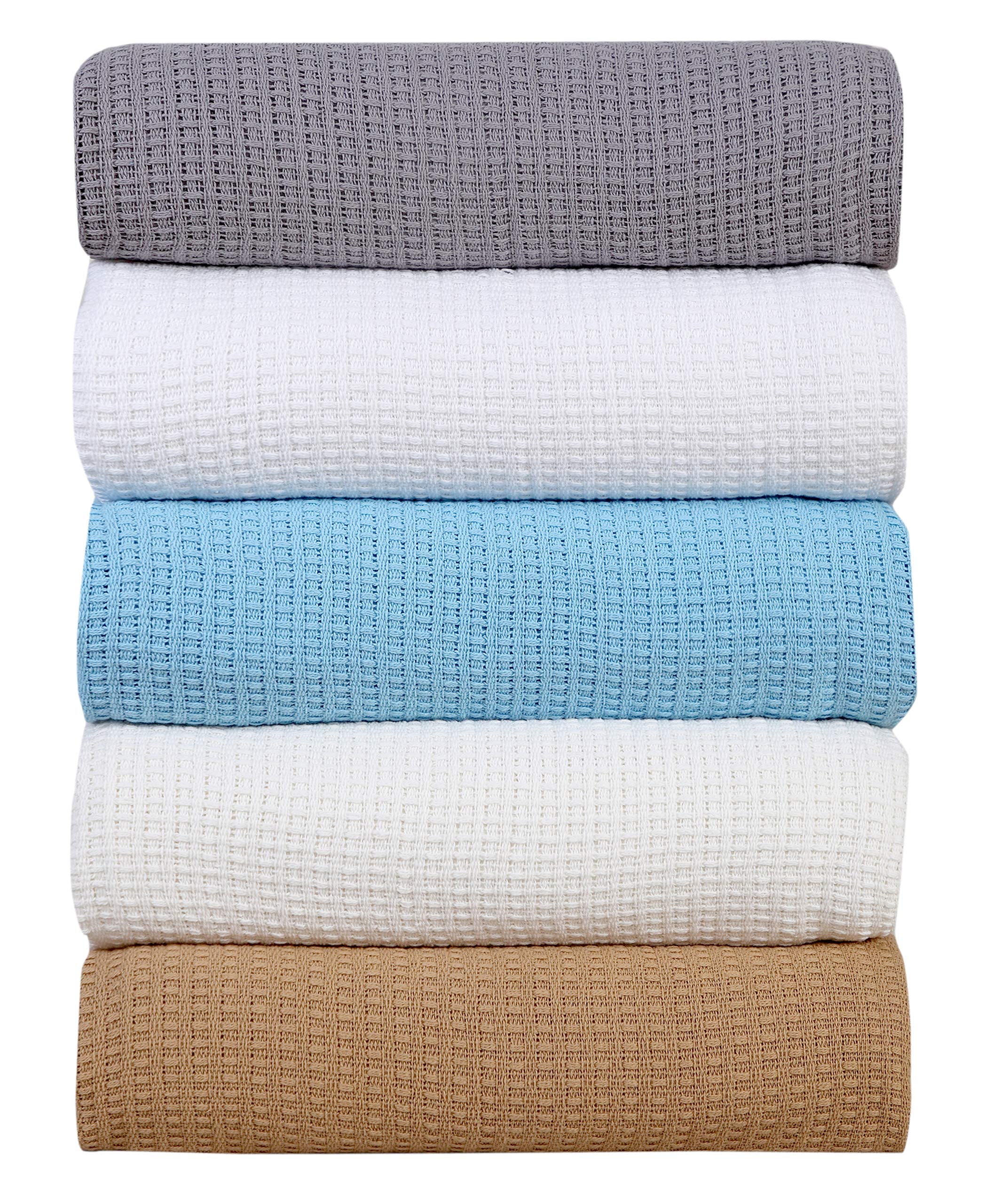 AAVNI HOMES King Size Cotton Blanket Classic Weave Grey