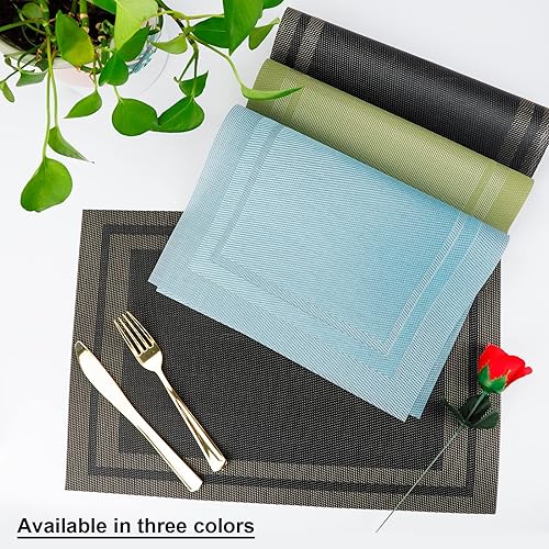 Miniatura 8 de DSJIFGEW Manteles individuales, manteles individuales para cocina, comedor, resistentes al calor, antideslizantes, lavables, de PVC, fáciles de