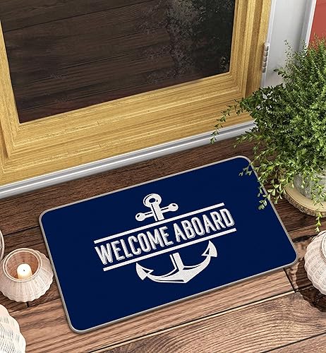 Miniatura 2 de Welcome Aboard Anchor Anchor - Tapete para puerta de entrada con citas divertidas de 17 x 30 pulgadas, decoración náutica para puerta delantera,