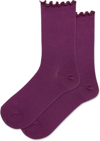 Hot Sox Women's Roll Top & Lettuce Edge Crew Socks - 1 Pair Pack - Cute Fashion Gifts