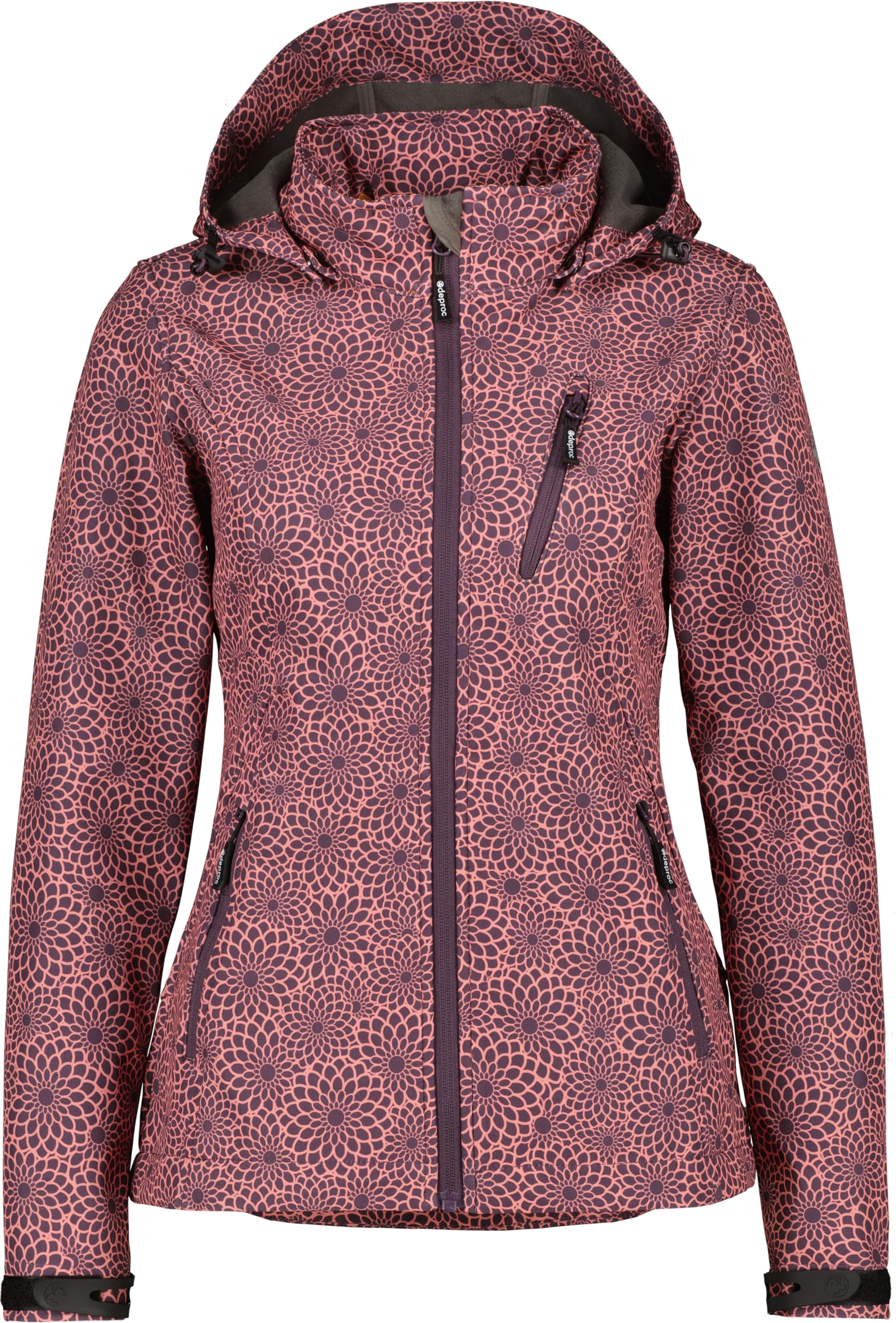 DEPROC A.C.T.I.V.E Damen Softshelljacke Mit Abnehmbarer Kapuze Übergangsjacke Windbreaker Shelby Peak Chaqueta Softshell Mujer