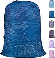Vista 15 de Polecasa Bolsa de lavandería de malla grande de diamante resistente con etiqueta de identificación y cierre de cordón de bloqueo, 24 x 36 pulgadas