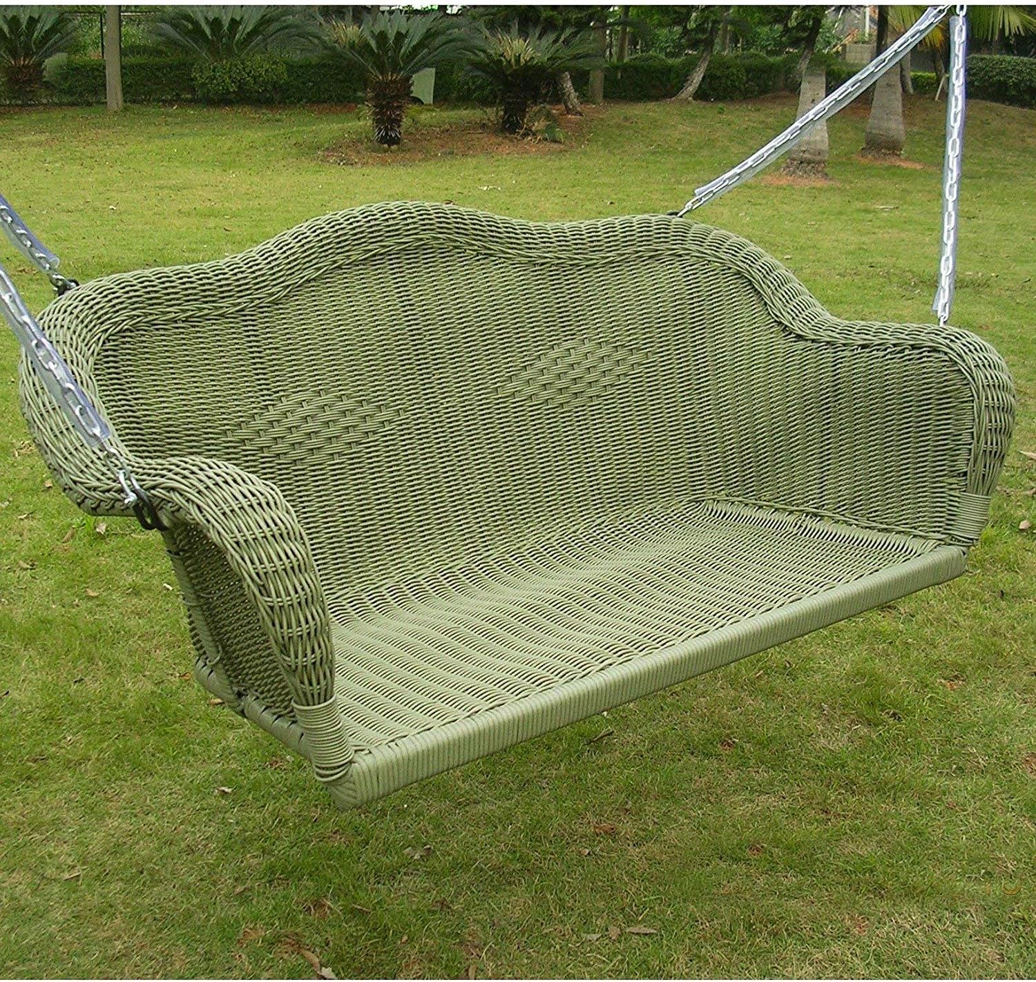 International Caravan Furniture Piece Resin Wicker Hanging Loveseat Swing