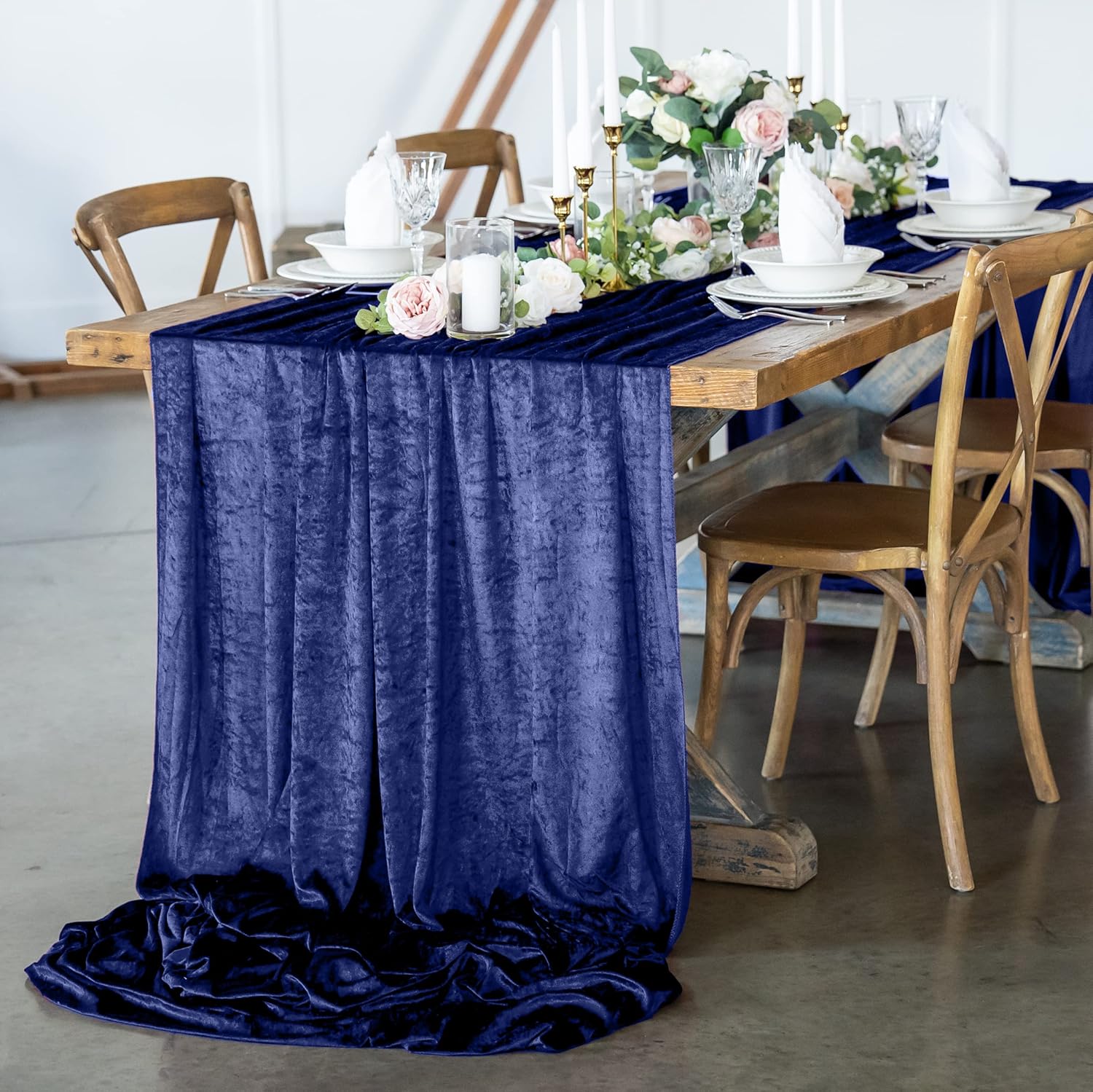 Buy Bluekate Navy Blue Velvet Fabric Table Runner. 10 Yard Velvet