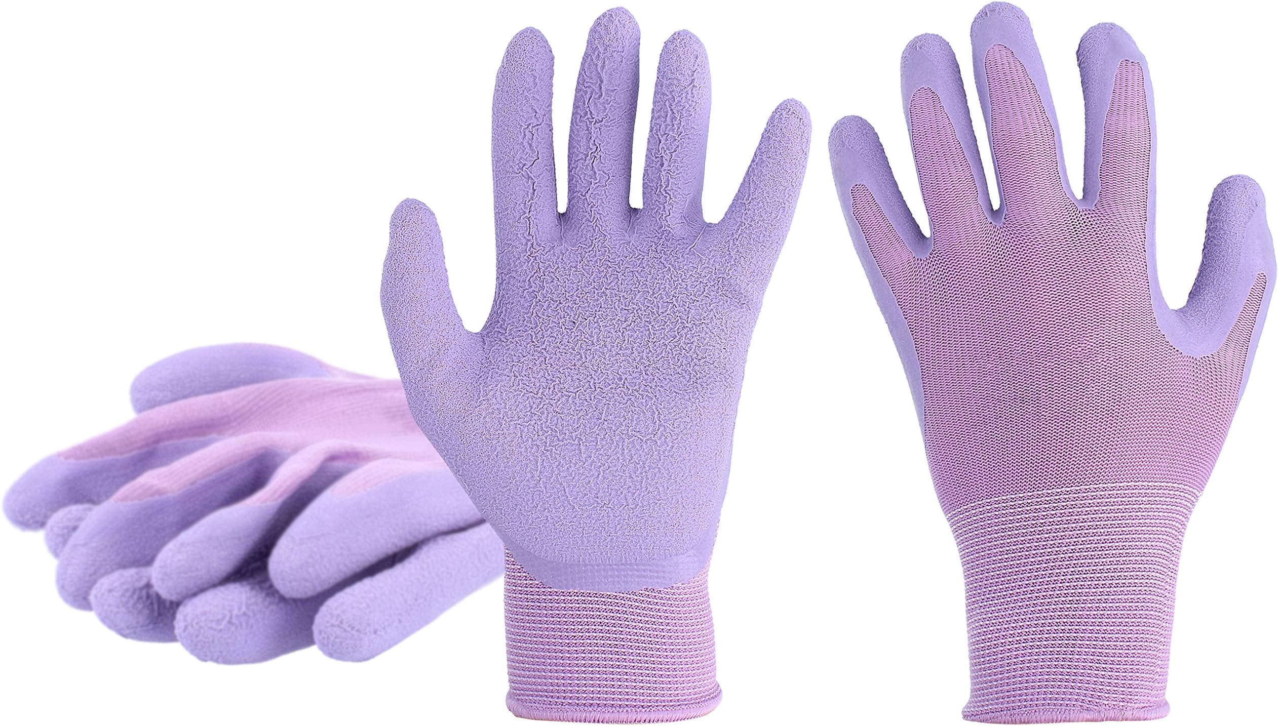 COM-FOUR® 2x pair of gardening gloves in size 8 (M), protective gloves for women, work gloves with rubber coating, garden gloves also for men (02 pair - light purple)