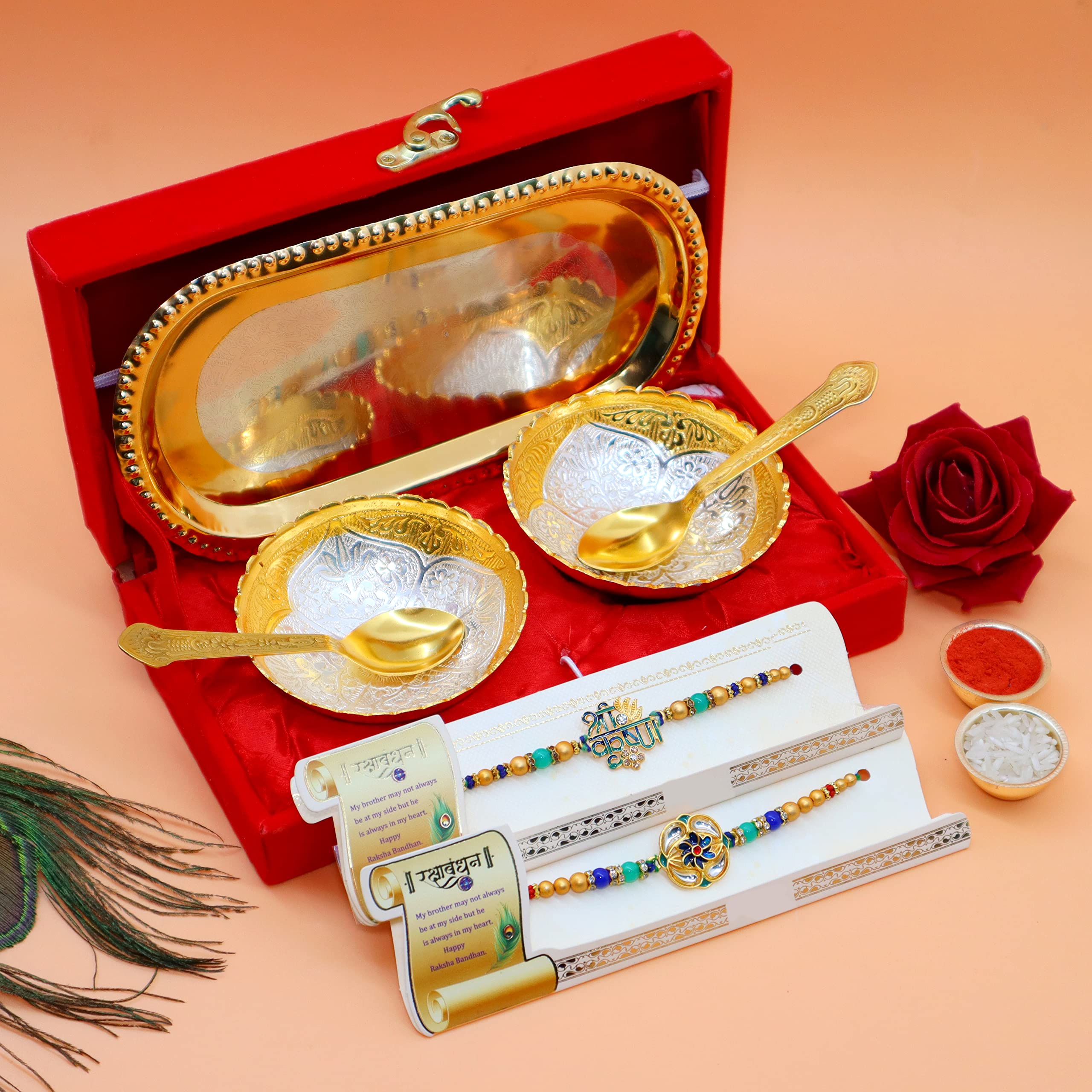JAIPUR ACE Rakhi Combo Set with German Silver & Gold Plated Bowls | Stylish Rakshabandhan Gift for Brother, Bhaiya, Bhai | Perfect Way to Express Love & Gratitude-image-42