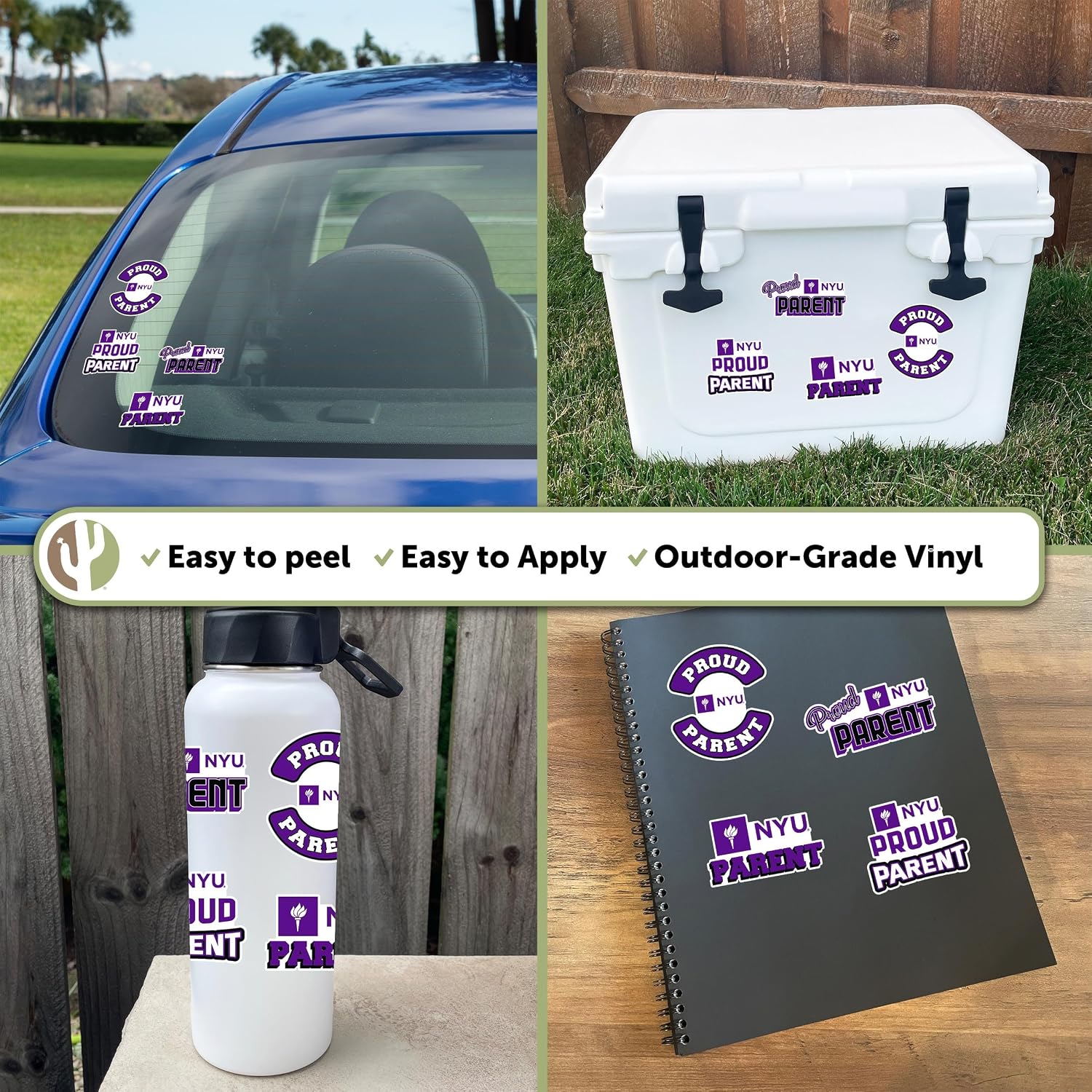 Desert Cactus New York University Sticker NYU Violets Vinyl Decal Laptop Water Bottle Car Scrapbook (Proud Parent Sheet)