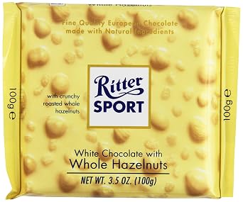 Ritter Sport White Chocolate with Whole Hazelnuts, 3.5 Ounce Pack of 10