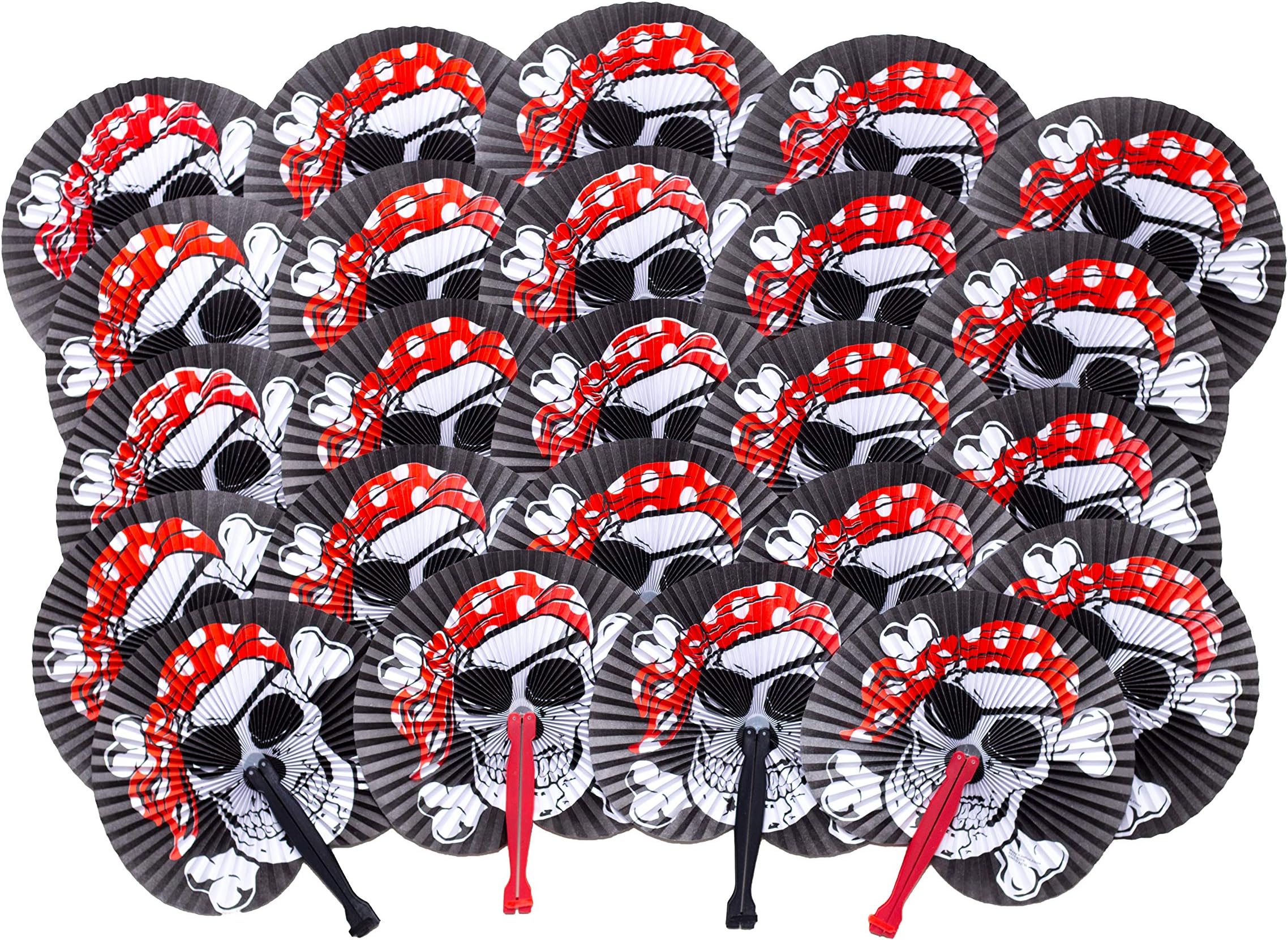 Pirate Party Supplies - 24 Folding Paper Pirate Fans - Great Addition To Pirate Party Favors & Pirate Birthday Party Supplies – Fun For Adults & Kids - Perfect For Pirate Decorations Or Pinata Prizes