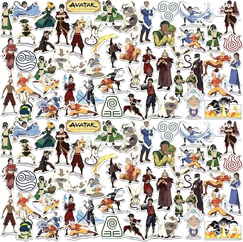 Avatar The Last Airbender - Paquete variado de calcomanías de vinilo grandes de lujo, para laptop, botella de agua, álbumes de recortes, tableta,