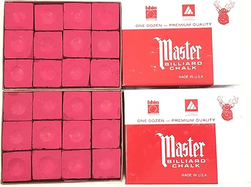 Miniatura 5 de Fabricado en los Estados Unidos - 2 cajas de Master Chalk - 24 piezas para tacos de piscina y puntas de billar Azul,Borgoña,Negro -,Verde