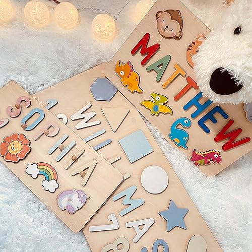 Miniatura 6 de ingifta Rompecabezas de nombre para niños pequeños de 1 a 3 años, regalos de primer cumpleaños para niños, juguete de aprendizaje Montessori para