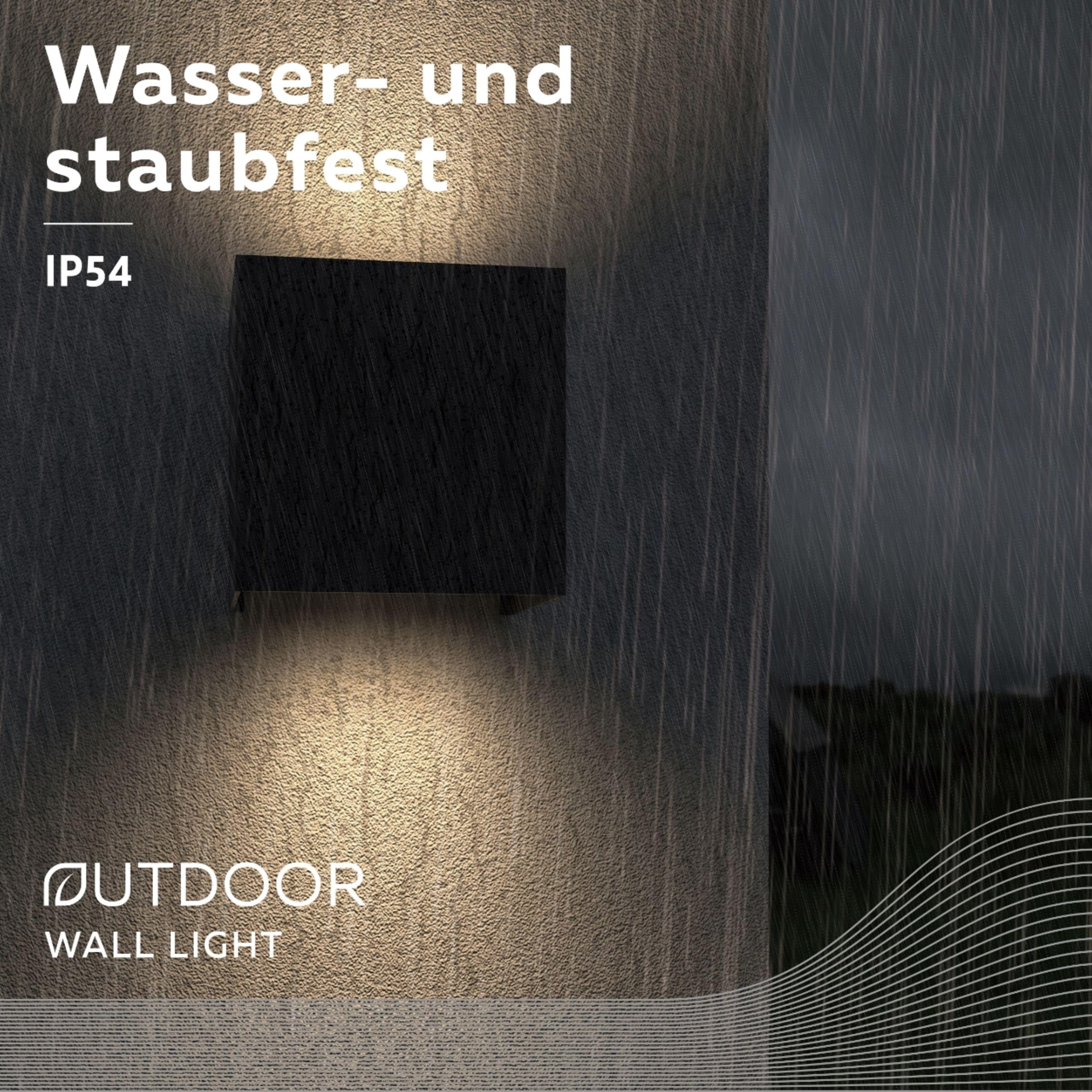 CALEX Applique LED Smart Outdoor, Up & Down, colori RGB & luce da fredda a calda, Dimmerabile, modulo LED integrato, impermeabile, controllo app & vocale, Nero, Confezione da 2