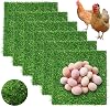 Owfeel 6 Pack Chicken Nesting Pads, 12x12 Washable Artificial Grass Mat for Chicken Coop, Reusable Pet Garden Turf with Rubber Backing, Indoor Outdoor Egg Protection 30x30cm