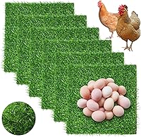 Owfeel 6-Pack 12x12 Chicken Nesting Pads - Washable Reusable Artificial Grass Mats with Rubber Backing for Coop Egg Protection