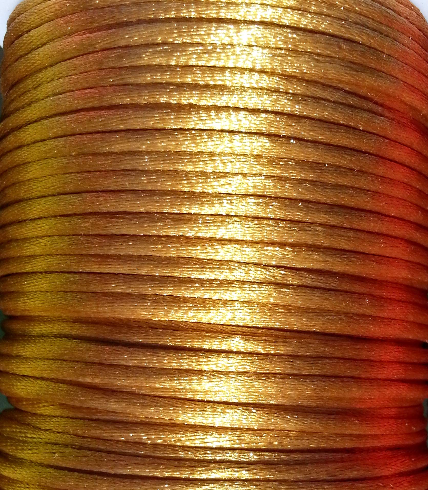 Mart-Mon Gold Satin Cord 2Mm X 5M Rattail Knotting Thread Durable For Crafts Bracelet Jewellery Making (Gold)