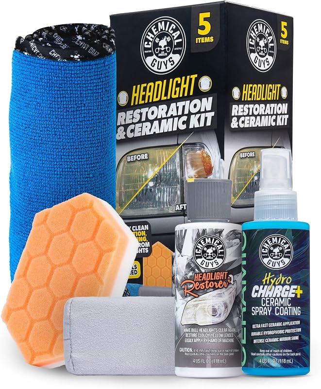 Headlight Restoration & Ceramic Kit, with Applicator | For yellowed and oxidized headlights, complete DIY system, DIY system to restore clarity and add ceramic protection
