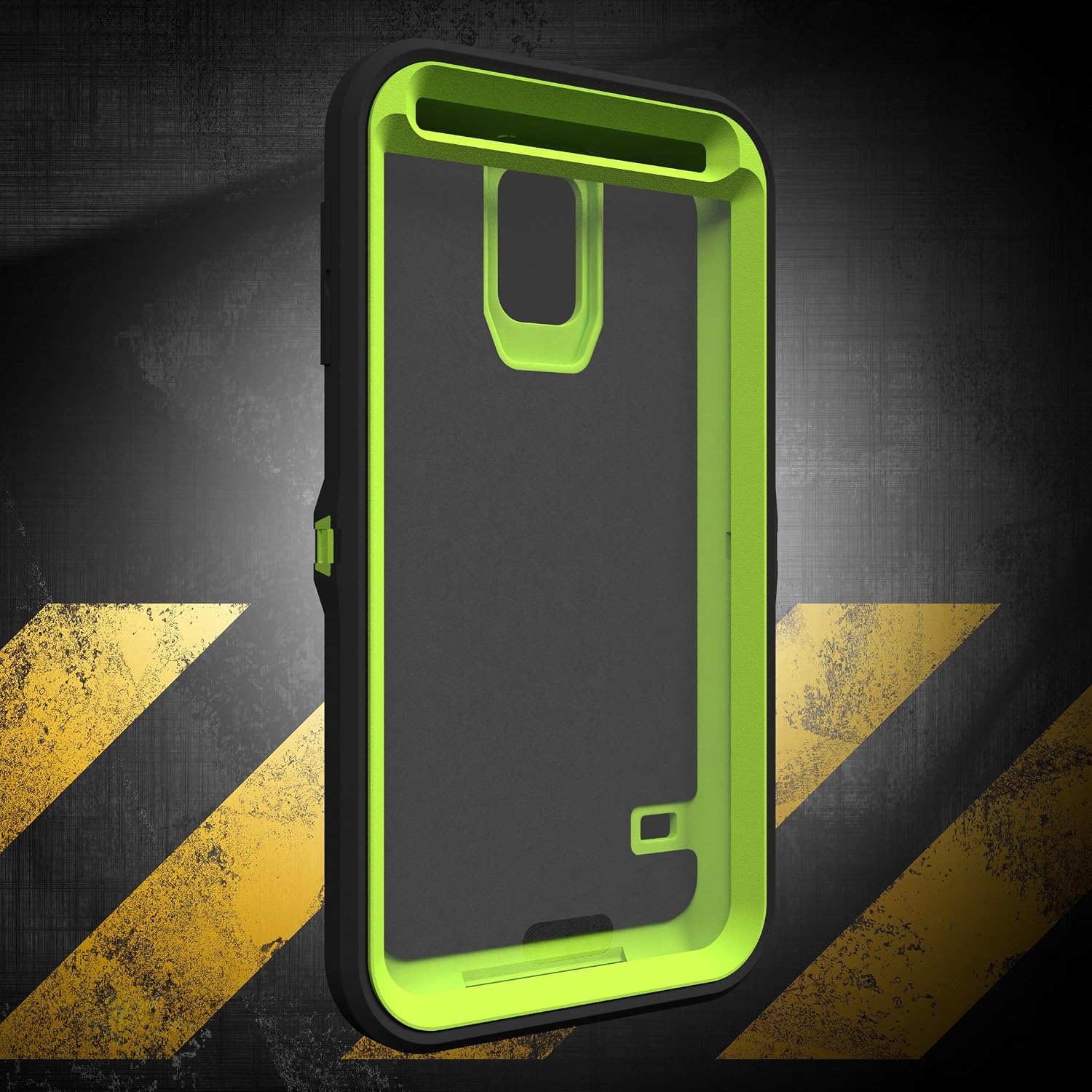 Galaxy S5 Case, Caseologist [Armor Series] [Shock Proof] [Black | Lime] for Samsung Galaxy S5 Case [Built in Screen Protector] [with Holster & Belt Clip] [Fits OtterBox Defender Series Belt Clip]