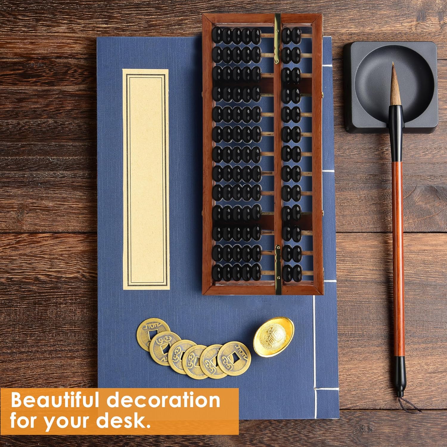 Vintage Chinese Wooden Abacus Soroban Arithmetic Calculating Tool