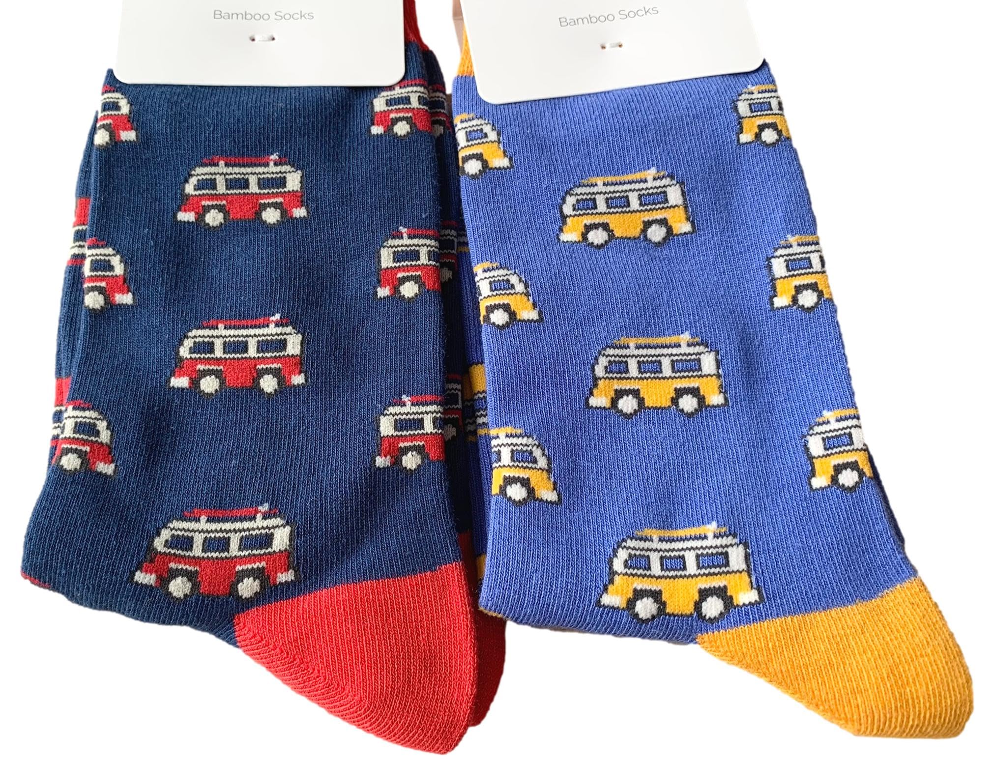 Purple Possum Men's Blue Purple Possum® Socks Camper Van 2 Pair Multi Pack Navy Novelty Bamboo Cotton Size 7-11