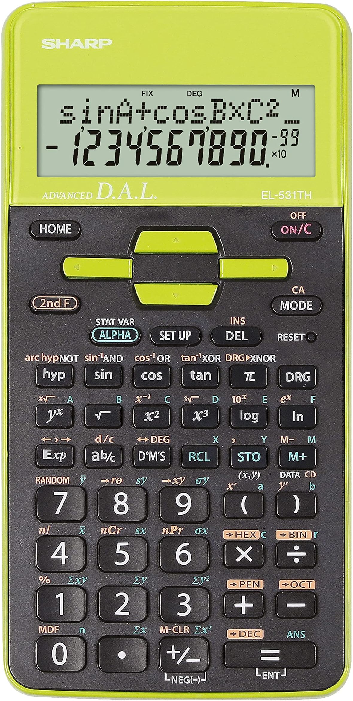 SharpEL-531 TH-GR Scientific Calculator with D.A.L Input Battery Operated Green