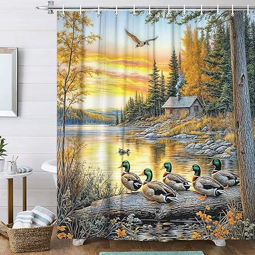 Miniatura 7 de Cortina de ducha rústica de cabaña para decoración de baño occidental bohemio, juego de cortinas de ducha retro de país azteca del suroeste nativo