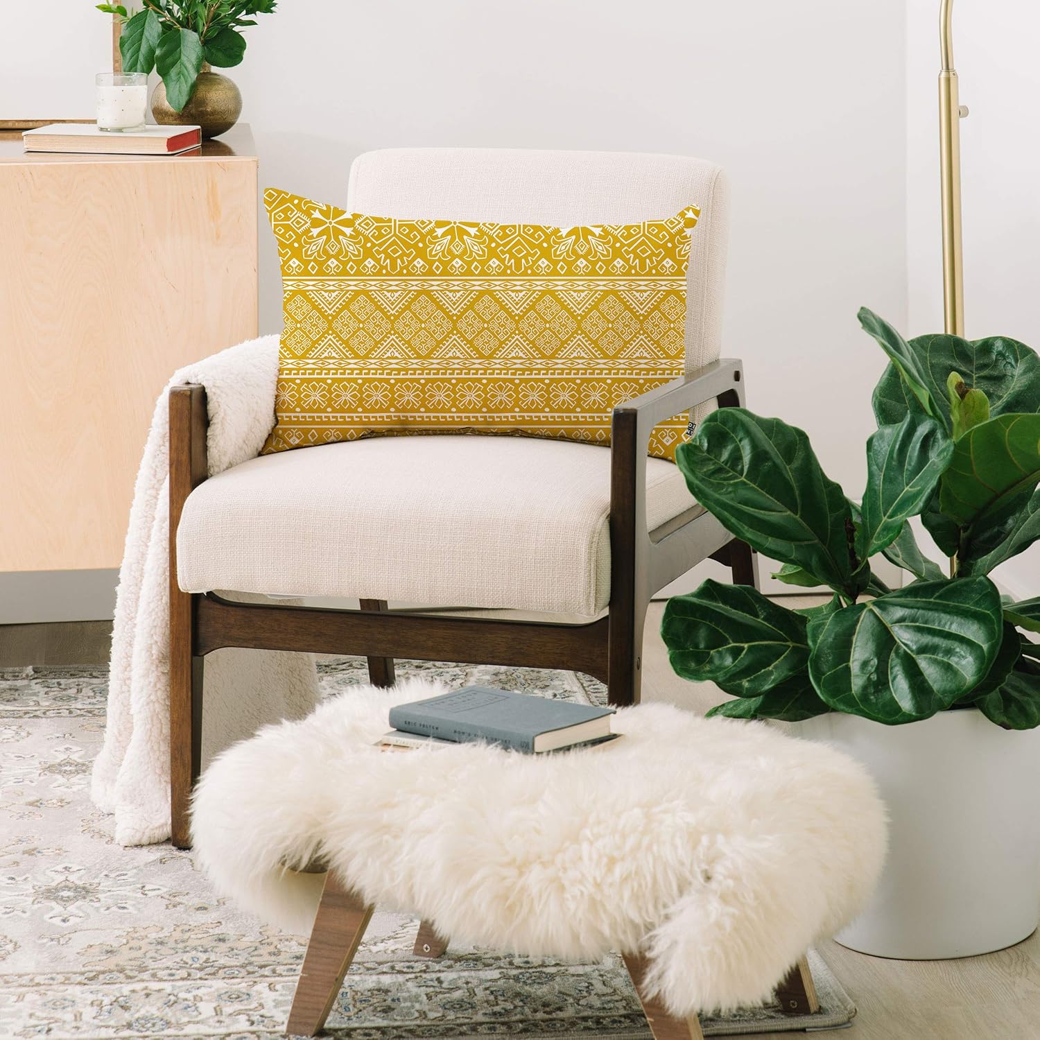 Deny Designs Heather Dutton Grand Bazaar Goldenrod Oblong Throw Pillow, 26" x 16", Yellow
