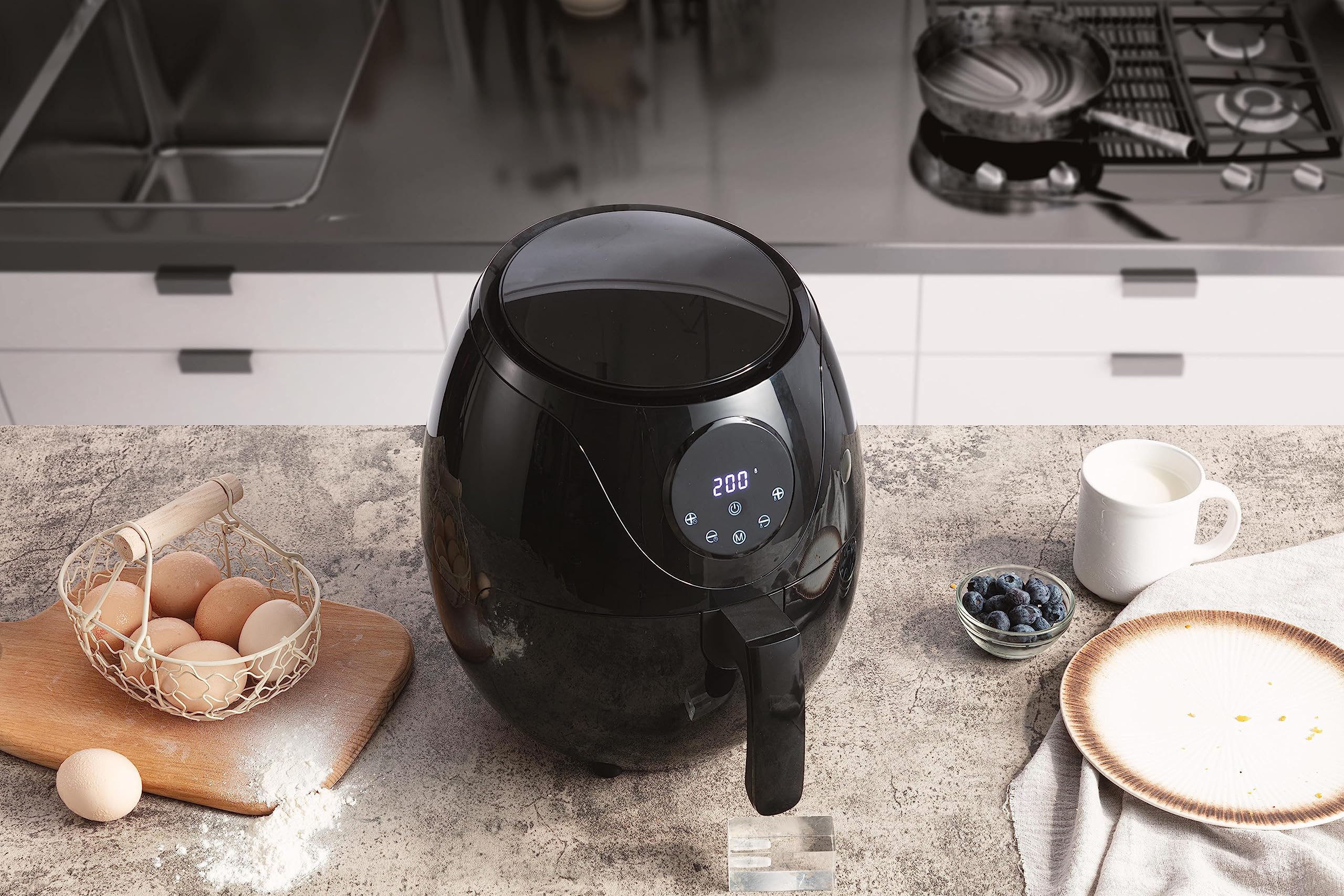 Linsar - Freidora de Aire Caliente 3 en 1 - Airfryer XL 3 litros - Freidora sin aceite, con pantalla táctil digital LED y 6 programas - 1200W