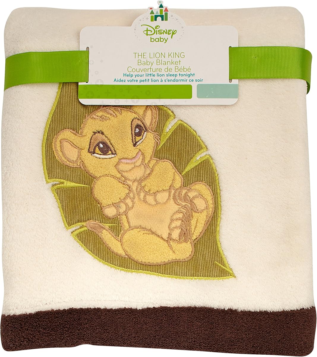 Disney Lion King Simba's Wild Adventure Super Soft Appliqued Baby Blanket, Ivory, Brown, 30x40 Inch (Pack of 1)