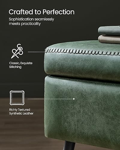Miniatura 5 de VASAGLE EKHO Collection - Storage Ottoman Bench, Entryway Bedroom Bench, 15 Gallons, Synthetic Leather with Stitching, Mid-Century Modern, Safety