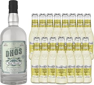 Dhos Handcrafted Non-Alcoholic Gin w 15 Pack Fever Tree Sparkling Sicilian Lemonade - Keto-Friendly, Zero Sugar, Zero Calories, Zero Proof - 750 ML - Perfect for Mocktails - Made in USA