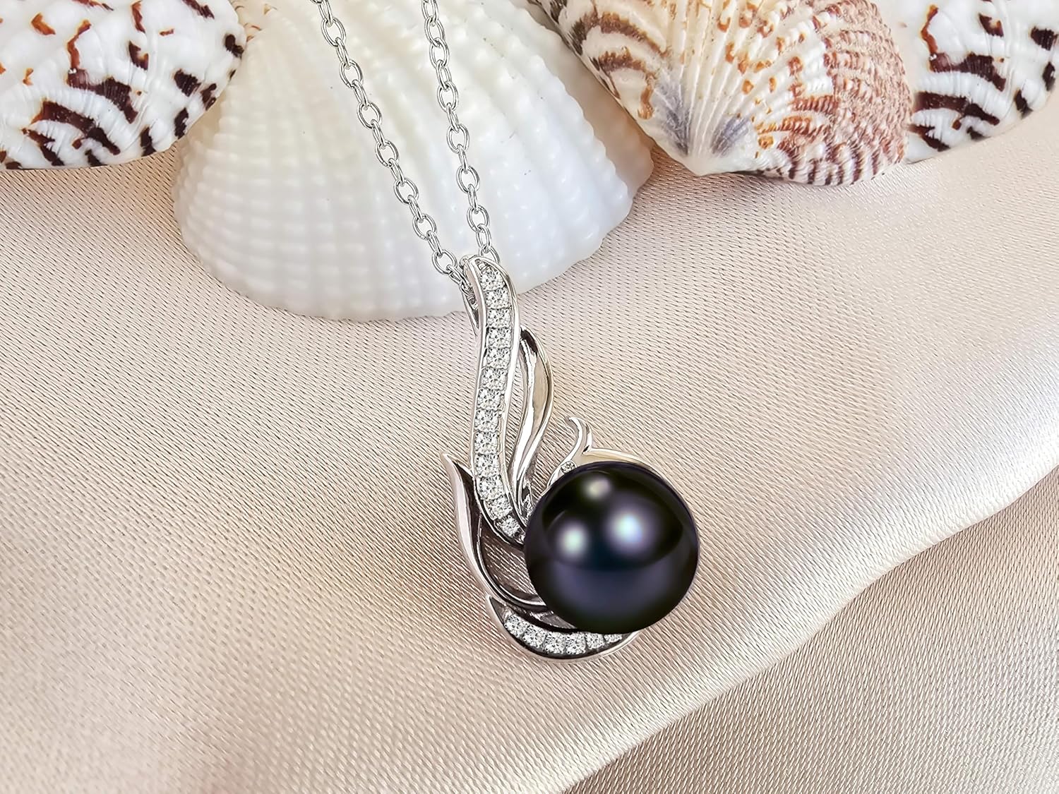 AAA+ 9mm Natural Black pearl necklace for women - Real pearl necklaces for women (18k gold platted 925 sterling Silver) - Image 4