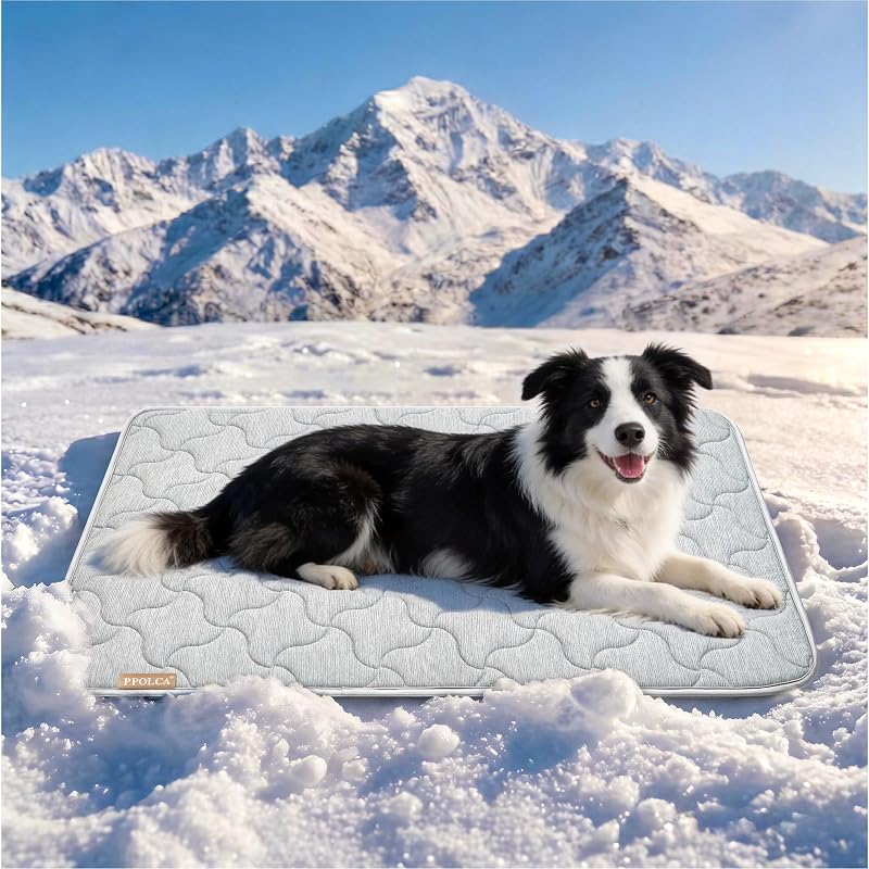 Tapete refrescante impermeável para cães com tecido Q-MAX PPOLCA, Cinza, 88,9 x 58,42 cm
