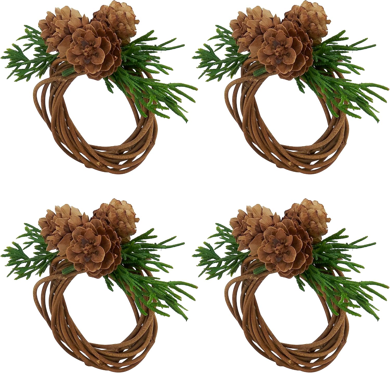 Rustic Charm Pine Cone Napkin Ring (Set of 4)