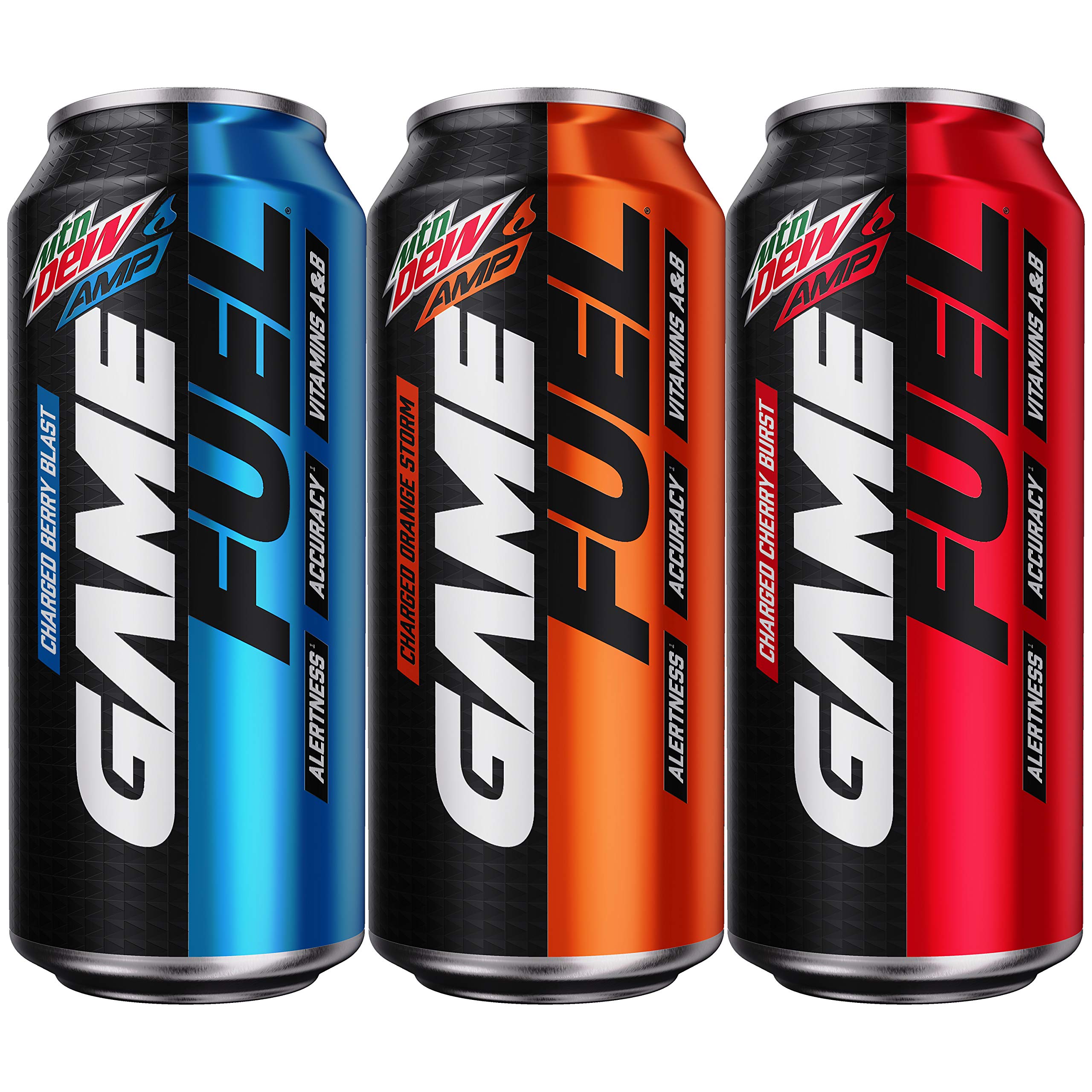 Mountain Dew AMP GAME FUEL, 3 Flavor Variety Pack, 16 fl oz. cans (12