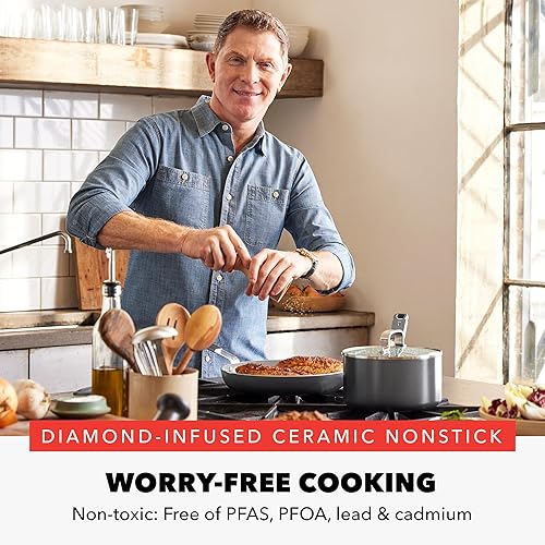 Miniatura 2 de GreenPan x Bobby Flay - Sartén antiadherente de 8 pulgadas, cerámica de diamante sin PFAS, apta para inducción, mango de silicona que se mantiene