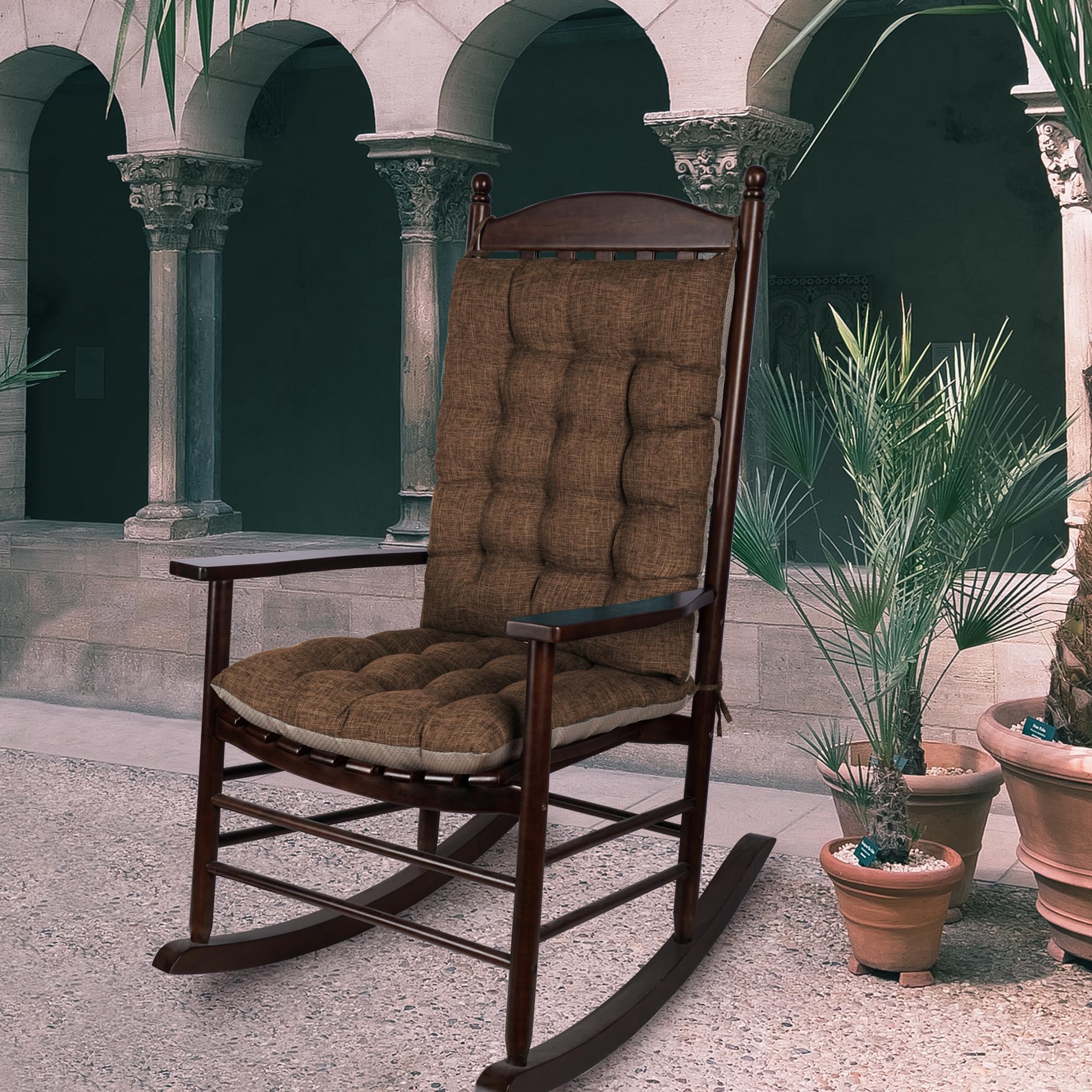 ELFJOY Extra Large Rocking Chair Cushion Non-Slip Linen Chair Pads ...