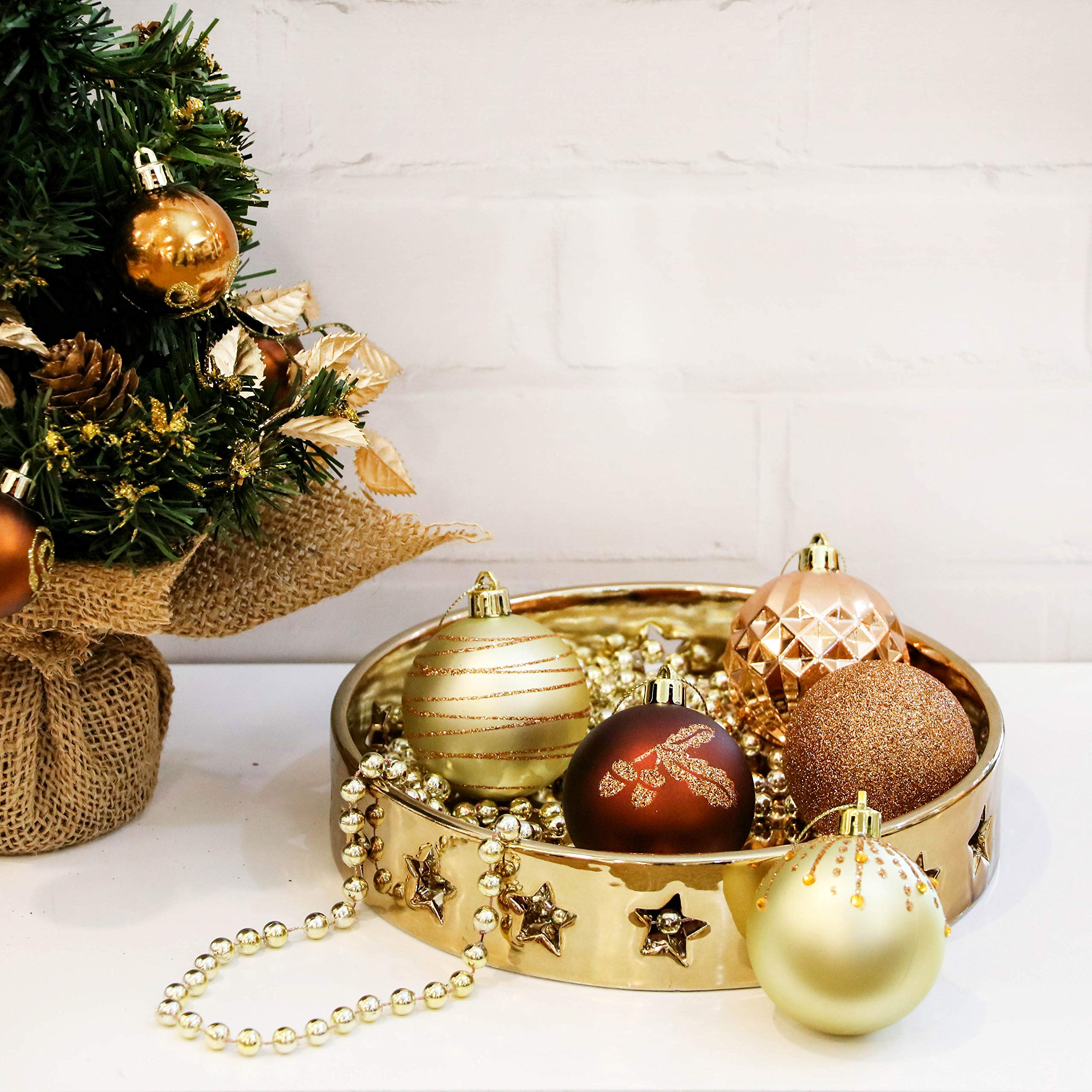 Kerstballen mix kunststof 25 stuks poederroze kopen