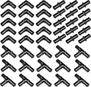 [Pack of 45] 1/2" Poly PPSU Barb Crimp Pex Fitting ASTM F-2159 Combo with 1/2" inch 90-Degree Elbows [15 PCS], 1/2" Tees [15 PCS], 1/2" Couplings [15 PCS], Plastic Fittings for Pex Pipe