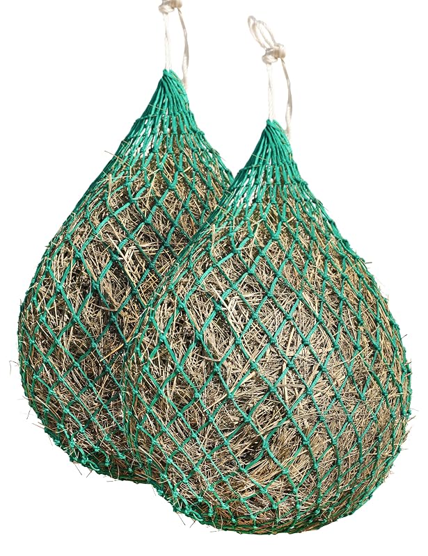 Rede para Feno de Alimentação Controlada para Cavalos Harrison Howard, Malha de 5,08 cm, 101,6 cm, Grass Green, Pacote com 2