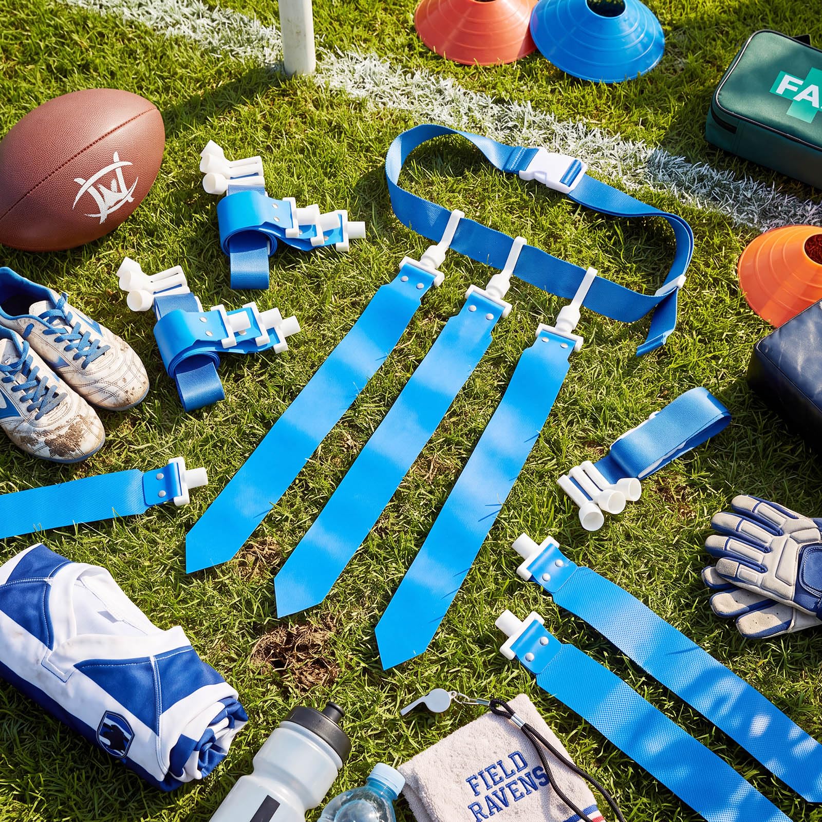 Junkin 6/8/10 Spieler Flagge Fußball Set Fußball Gürtel