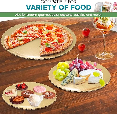 Miniatura 5 de Fit Meal Prep Paquete de 20 tablas redondas de cartón dorado de 10 pulgadas, redondas, desechables, para postres, pasteles, a prueba de grasa y