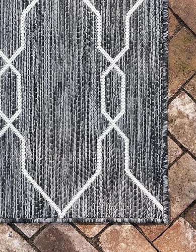 Miniatura 4 de Unique Loom Outdoor Trellis Collection - Alfombra rectangular de 4 pies 1 pulgada x 6 pies 1 pulgada, color carbón y gris