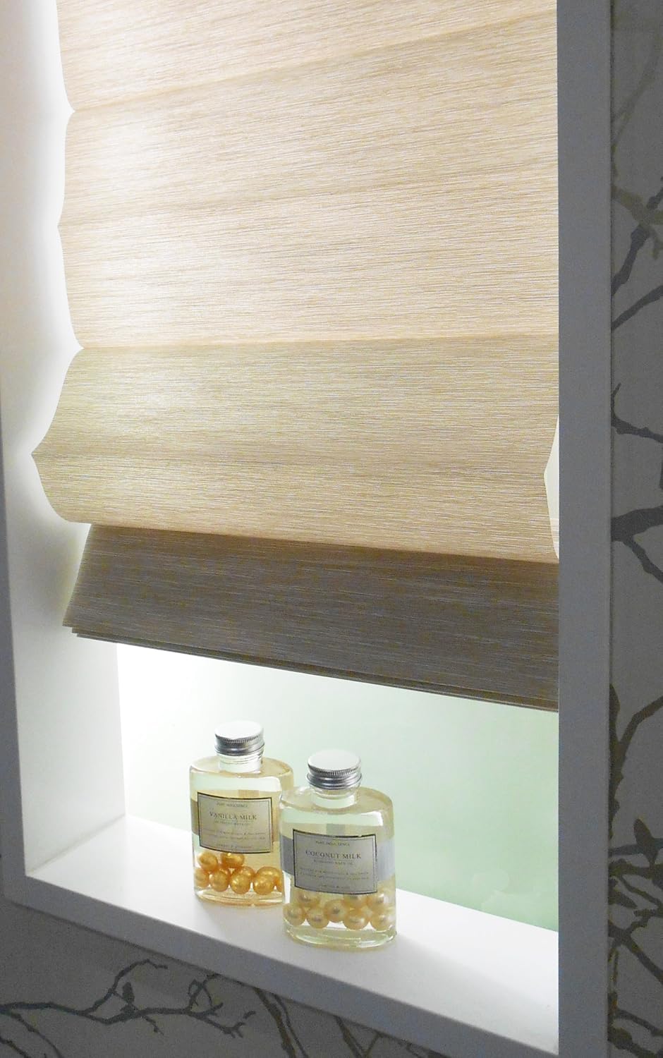 Small Window Shade Faux Distressed Brown Width 55 X Length/135 cm