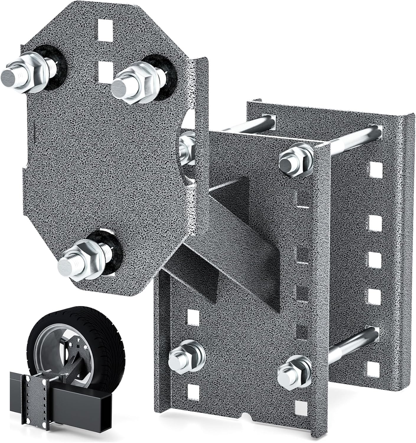 Trailer Spare Tire Mount, 5mm Thick Heavy Duty Steel Spare Tire Carrier Bracket for Utility Trailer Boat Trailer RV Trailer and Camper, Spare Tire Holder Parts Fits Most 4 & 5 & 6 Lugs Trailer Wheels