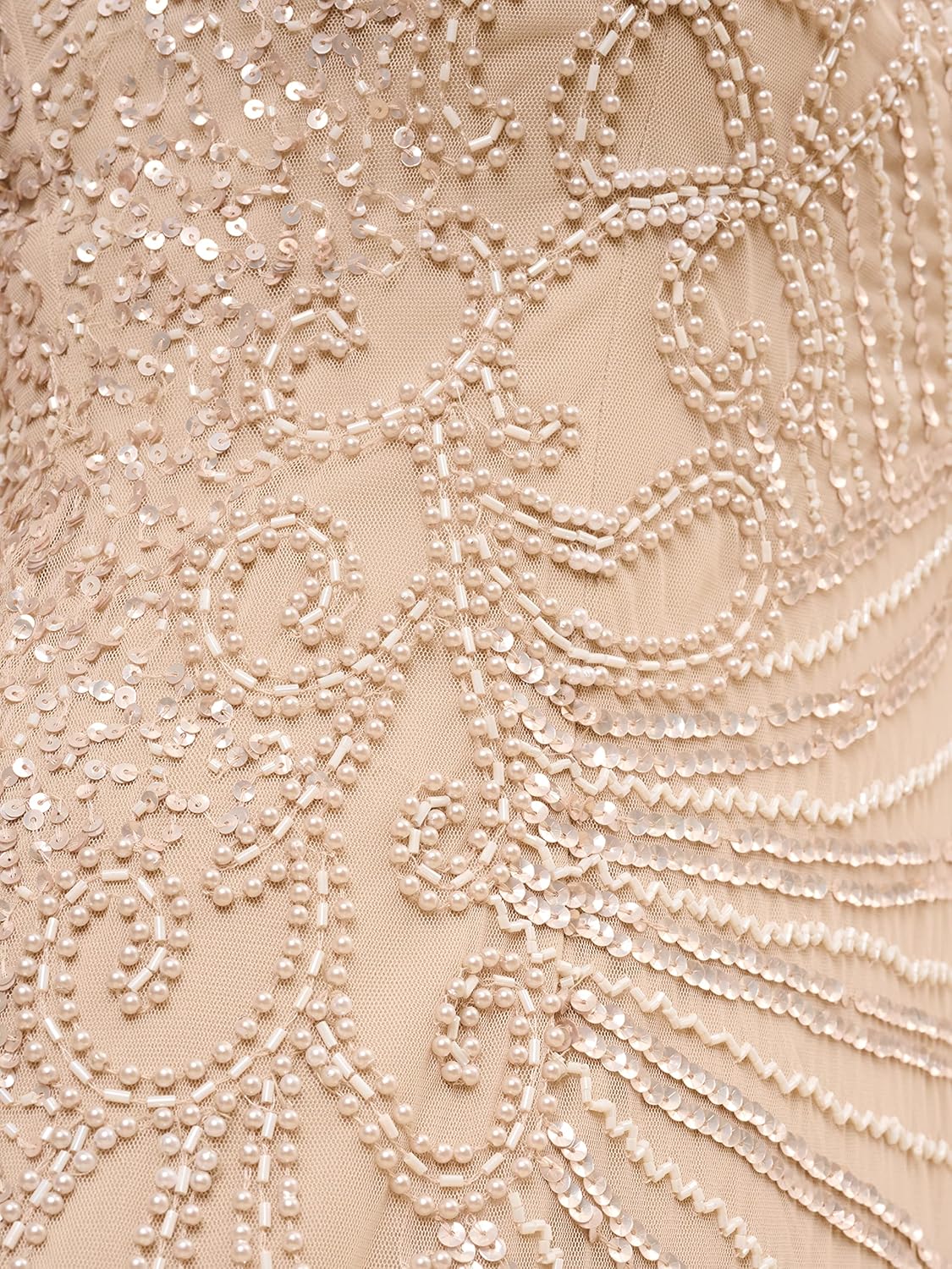 Adrianna Papell Women's Beaded Long Dress, Biscotti, 18 - Image 3