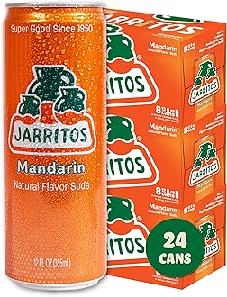 Jarritos Mandarin Soda, 24 Pack of 12 oz Cans, Authentic Mexican Soft Drink, Refreshing Mandarin Flavor